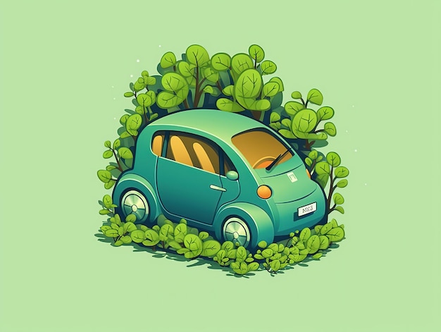 Photo electric car vector eco friendly car nature and landscape ai generated
