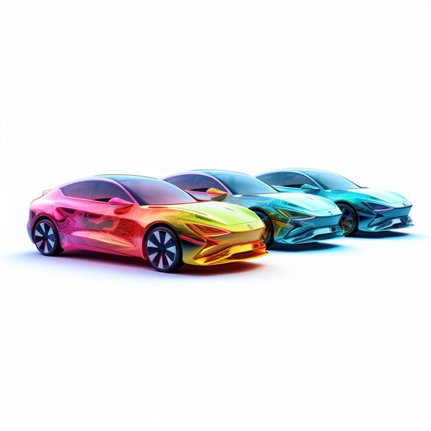 Electric cars of the future beautiful colors