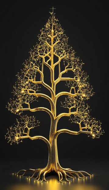 Foto circuiti elettrici che formano un albero d'oro