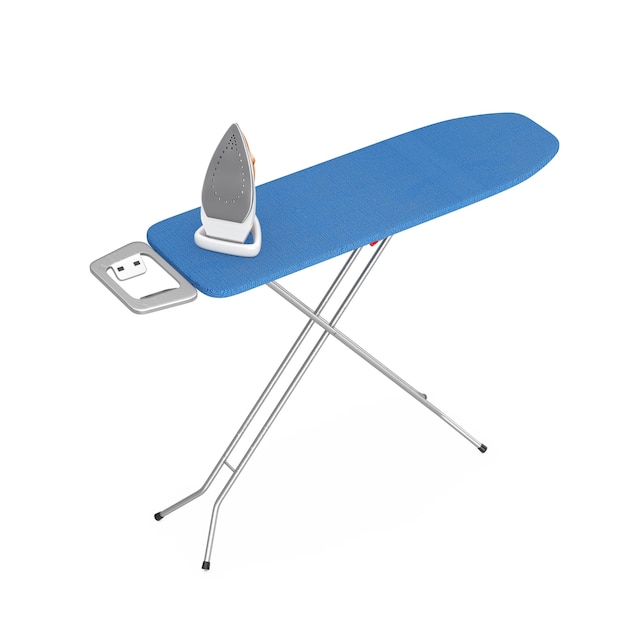 Electric Clothes Steam Iron with Ironing Board on a white background. 3d Rendering