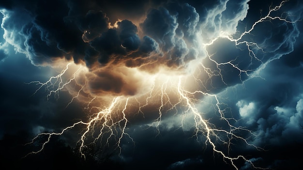 Foto dance electric thunderstorms illuminate clouds releasing raw power and nature39s unyielding fury unleashed