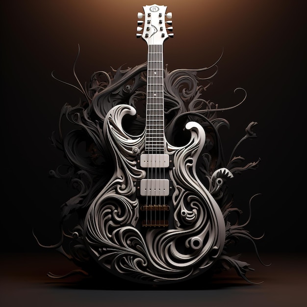 Electric Elegance Striking Guitar Design Masterpieces Soundwaves Unleashed Vibrant Guitar Design Cre