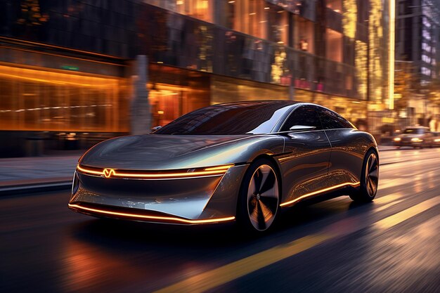 An electric elegant and ecological car Modern design and clean lines