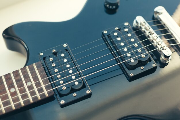 Electric guitar body and neck detail