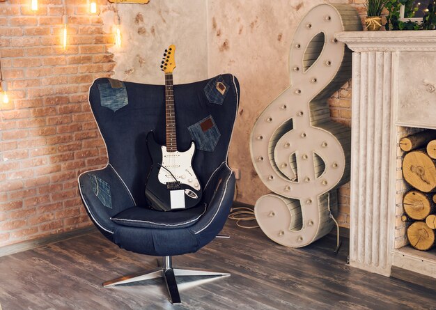 Electric guitar on a chair