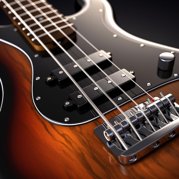 Electric guitar closeup on a dark background 3d rendering