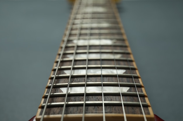 Electric guitar neck, closeup