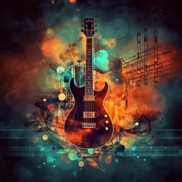 Electric Guitar Rock music painting