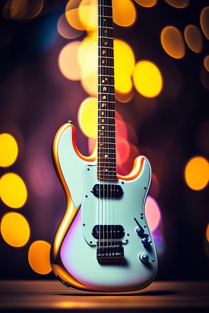 Electric guitar with bokeh background