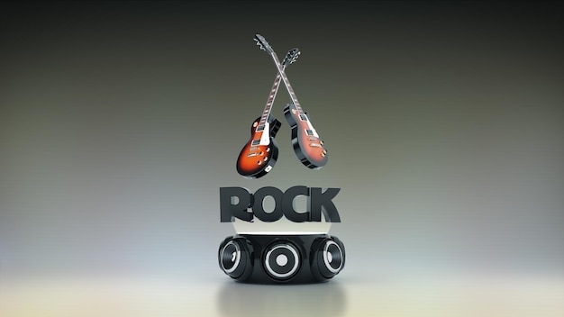 Electric Guitar with speakers 3D