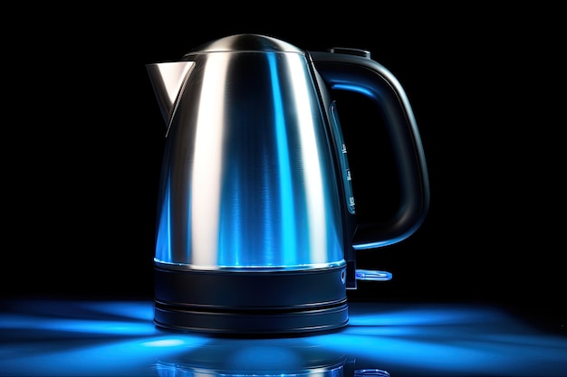 Photo electric kettle blue lighting isolated on white background