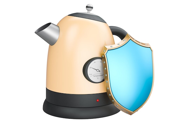 Electric kettle with shield 3D rendering