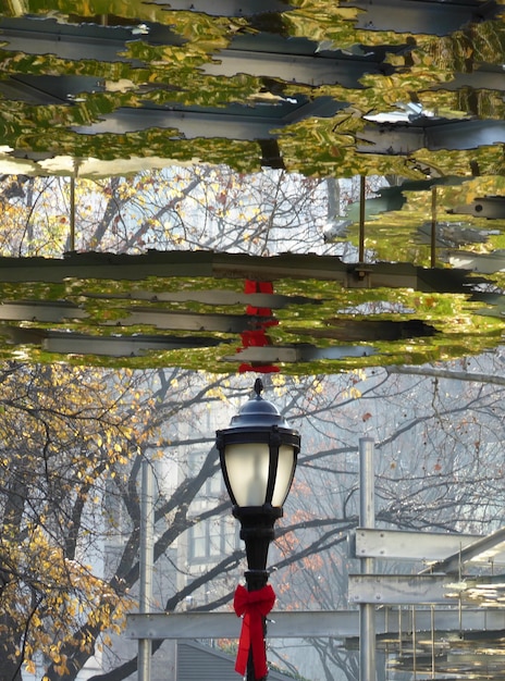 写真 クリスマスに電気ランプと天井の装飾