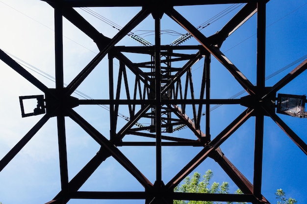 Electric metal tower, high-voltage line.