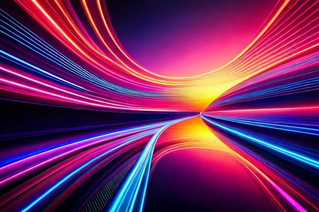 Электрический неоновый свет абстрактный фон с пульсирующими волнами света замысловатыми узорами и вибрацией...