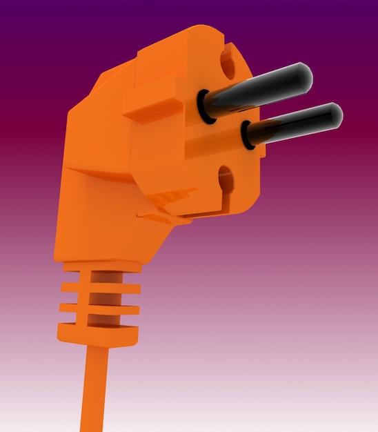 Photo electric plug 3d isolated concept. 3d rendered illustration