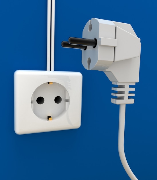 Electric Plug and socket. 3d rendered illustration