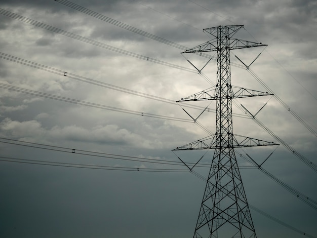 Photo electric pole with a cloudy sky