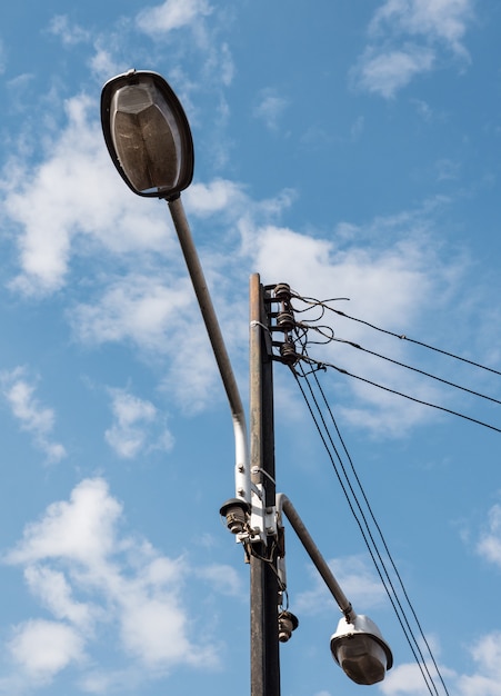 Electric pole with the twin lamp.