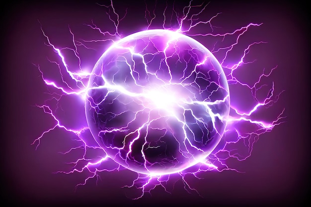 Electric purple ball ball lightning Generative AI