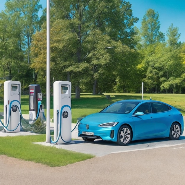electric recharging station for ev cars illustration