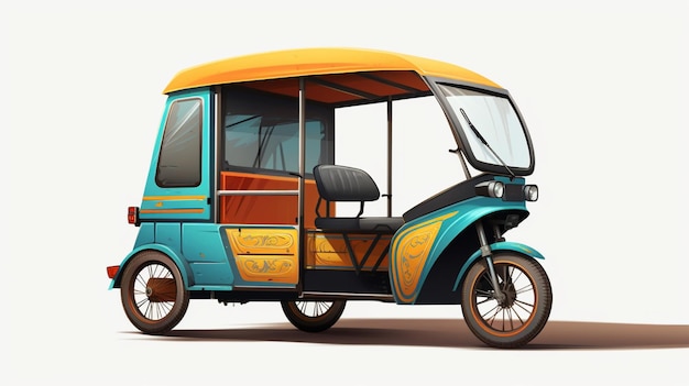 Photo electric rickshaw isolated background