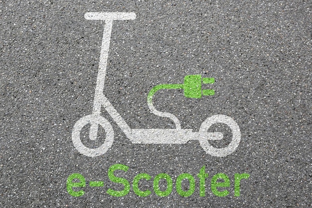 Electric scooter escooter road sign eco friendly green mobility
city transport