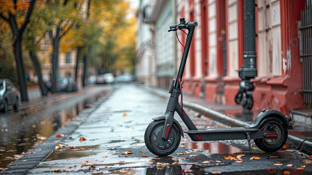 Photo an electric scooter parked near an apartment building