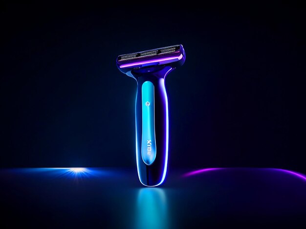 Photo electric shaving razor on a gradient dark background