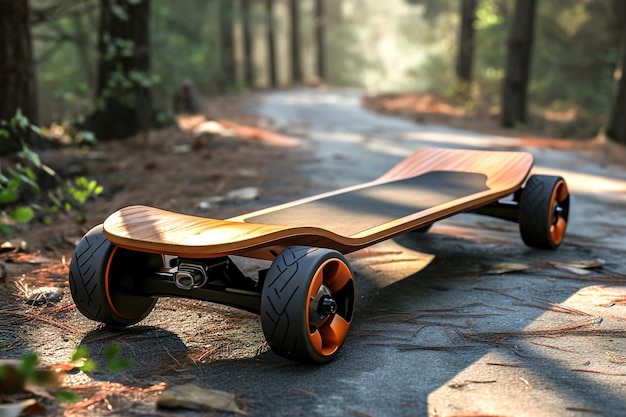 Electric Skateboard with builtin electric motors for propulsion Closeup look