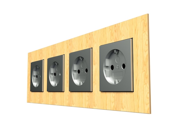 Photo electric socket isolated. 3d rendering