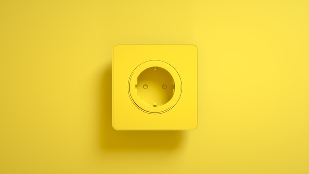 Electric socket on yellow. 3d illustration.