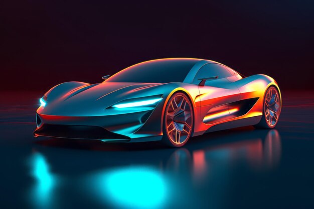 エレクトリックスポーツカーデザインコンセプト - クリーンエネルギー車ジェネレーティブAIテクノロジーで作成