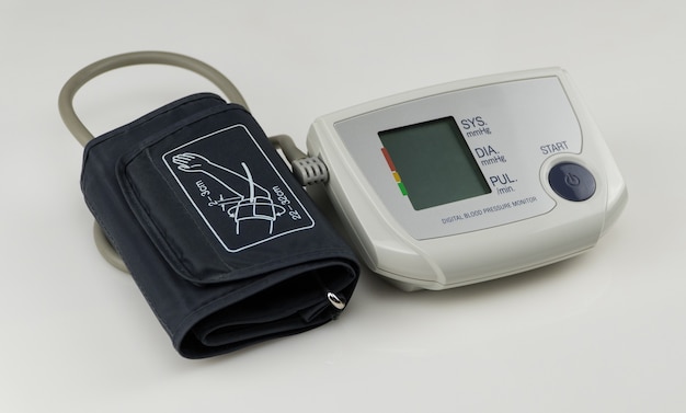 Electric tonometer for measuring pressure on white background, isolated