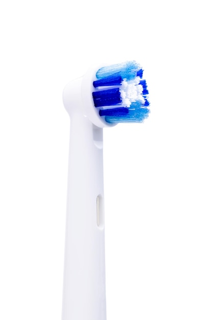 Electric toothbrush isolated on white background closeup replaceable toothpick brush