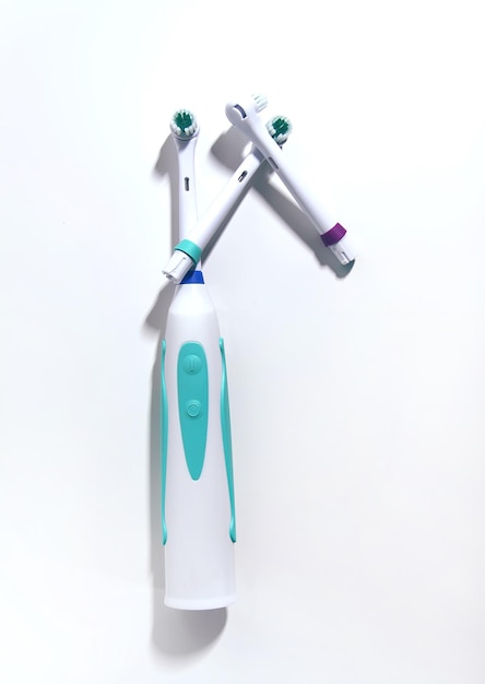 Electric toothbrushes on white background