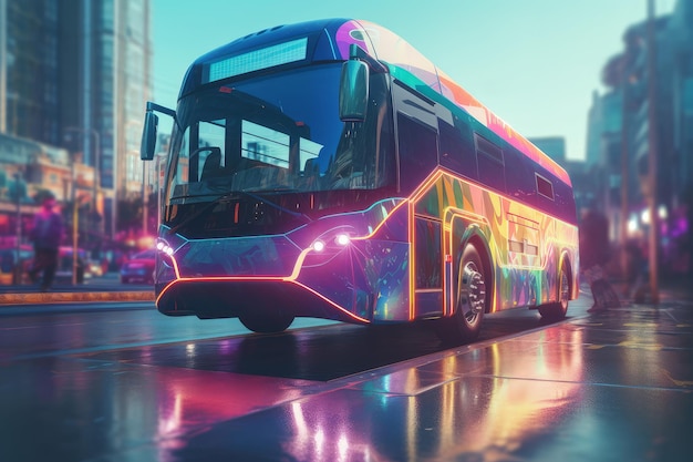 Electric tourist bus Auto eco city Generate Ai