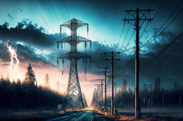 Photo electric towers for highvoltage wires for use in energy industry