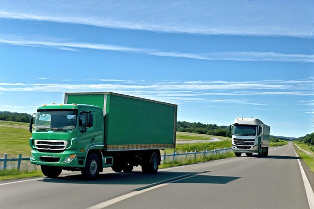 An electric truck carries cargo along the road