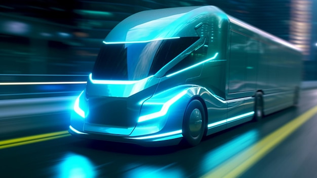 An electric truck concept depicted with motion blur Generative AI
