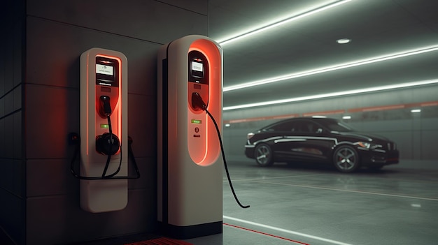 Electric vehicle charging station Electric Power Charger EV Clean Energy Futuristic Generative AI