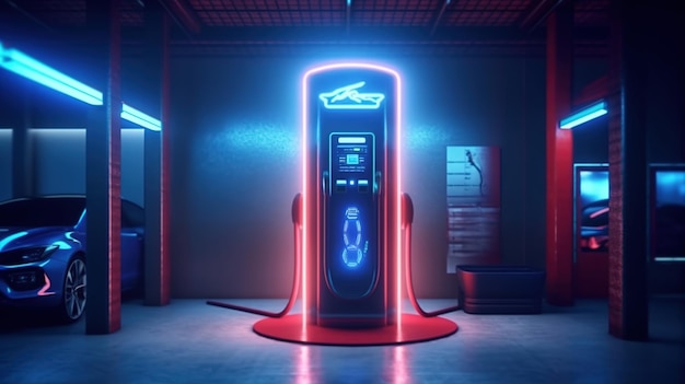 Electric vehicle charging station Electric Power Charger EV Clean Energy Futuristic Generative AI