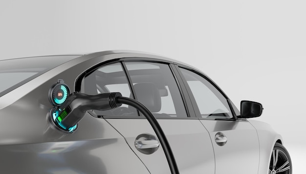 Electric vehicle charging with graphical user interface Future technology EV car concept