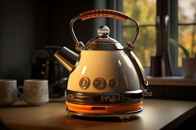 Electric vintage kettle Drink teapot Generate Ai