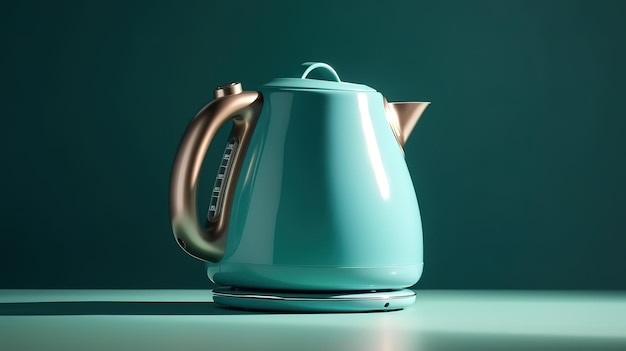 Electric vintage retro kettle on a colored blue background Generative Ai