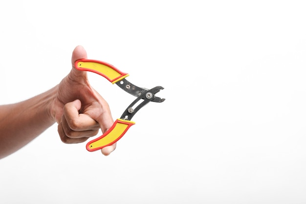 Electric wire cutter holding in hand