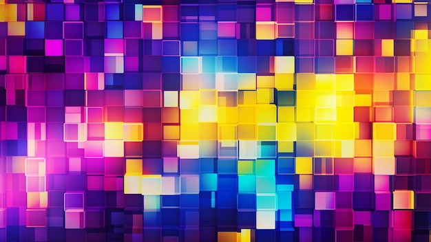 Electric yellow and cyber purple abstract pattern blends pixel art with bold futuristic colors perfect for digital backgrounds web design and contemporary art projects this unique pattern