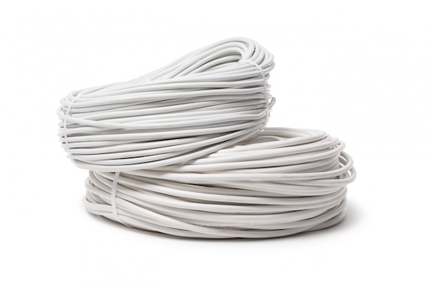 electrical cable, energy and technology equipment isolated on white