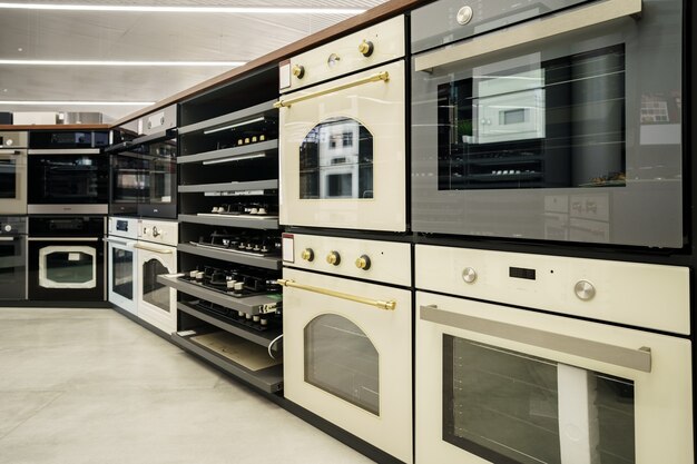 Electrical ovens home appliances in the store