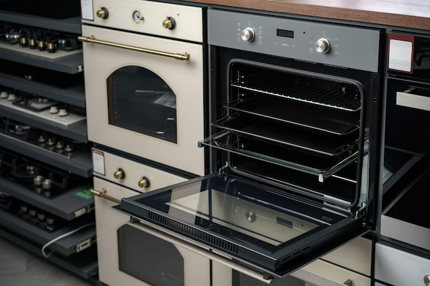 Electrical ovens home appliances in the store